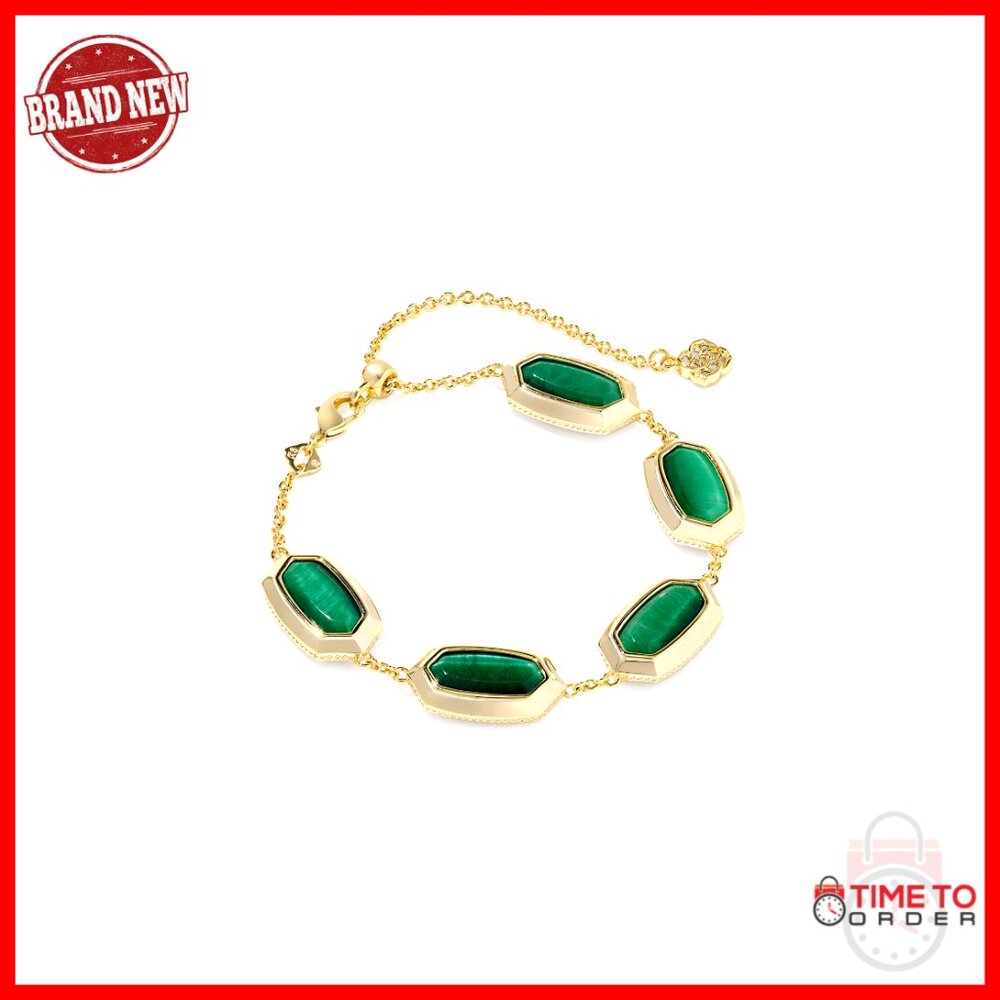 Gold Plated Delicate Chain Bracelet Bezel Setting Elegant Minimal Chic